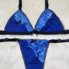Conjunto Combinado de Seda Fría/Encaje Azul Francia