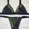 Conjunto Combinado de Seda Fría/Encaje Verde