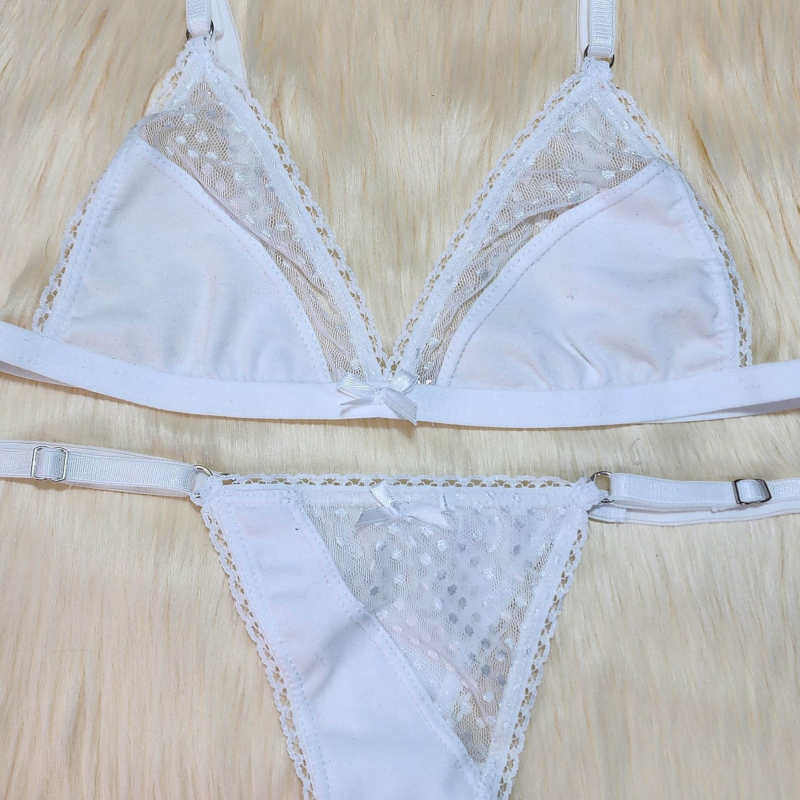 Conjunto Combinado de Algodón/Microtul Blanco