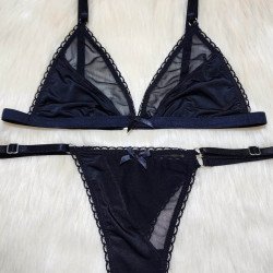 Conjunto Combinado de Seda Fría/Microtul Negro