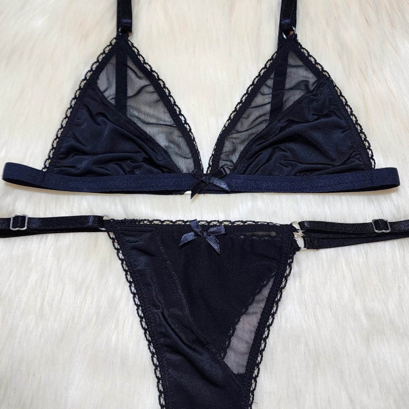 Conjunto Combinado de Seda Fría/Microtul Negro Conjunto Combinado de Seda Fría/Microtul Negro