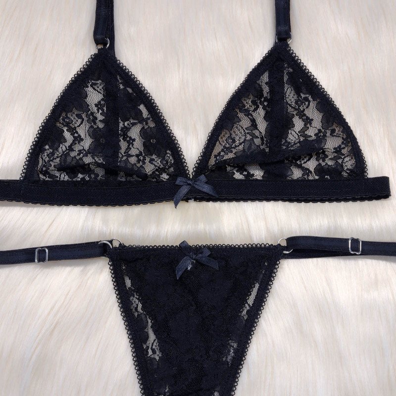 Conjunto de Encaje Flor Negra Conjunto de Encaje Flor Negra