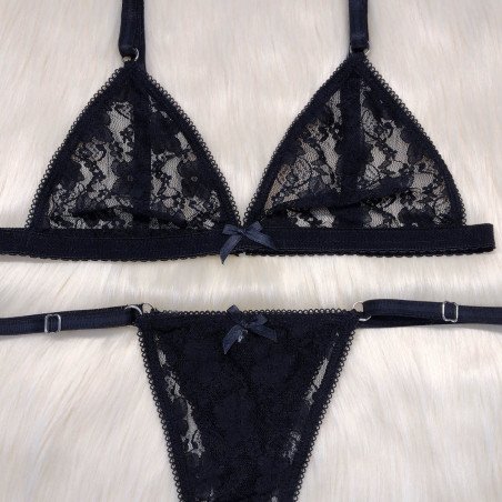 Conjunto de Encaje Flor Negra