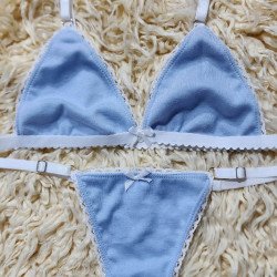 Conjunto de Algodón Celeste Liso